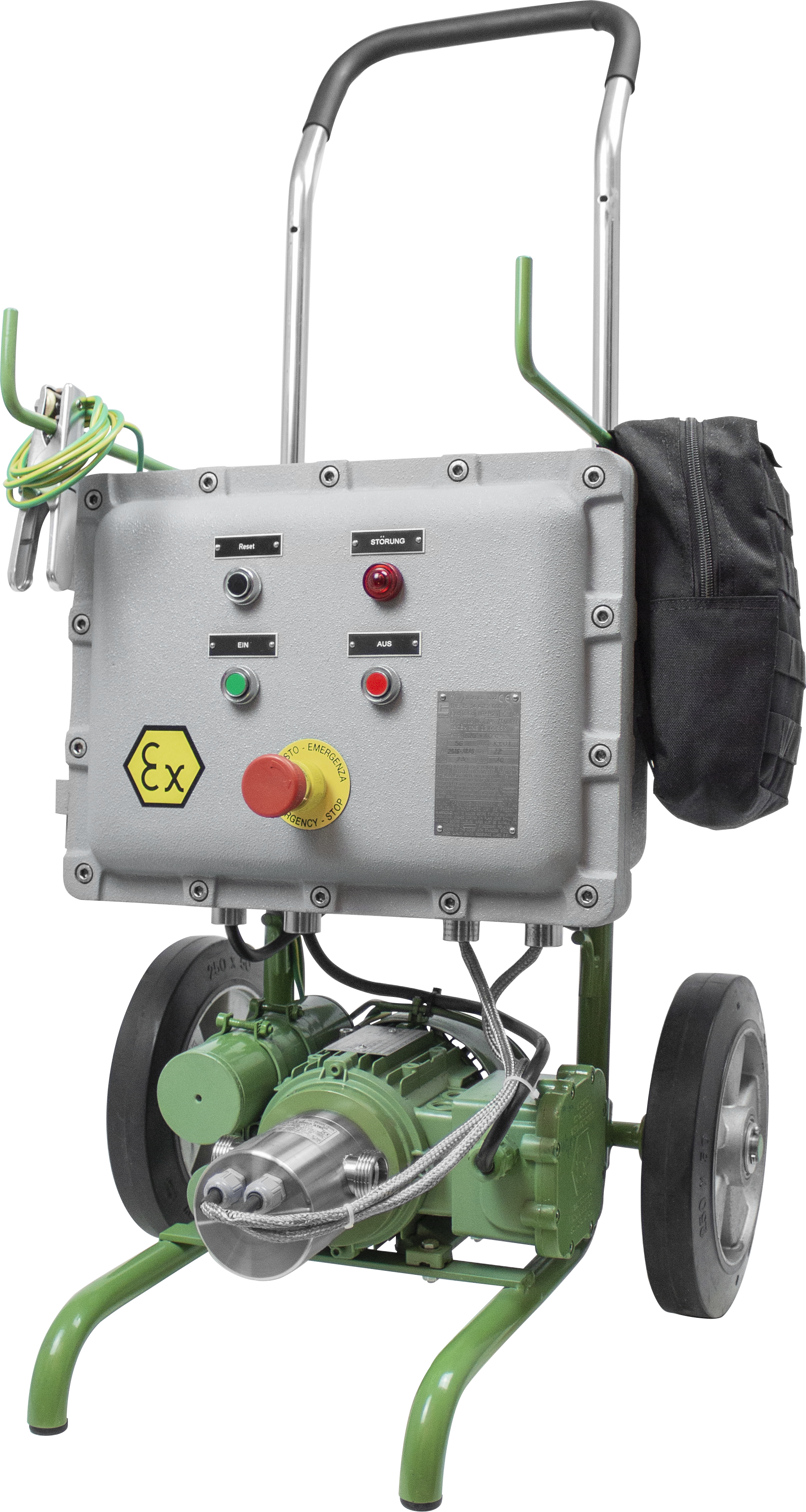 Impellerpumpe auf Fahrgestell und Steuereinheit